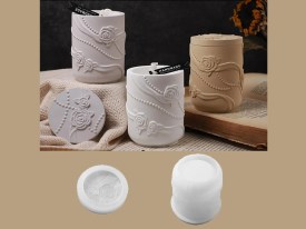 Molde silicona porta vela con tapa perlas y rosas 